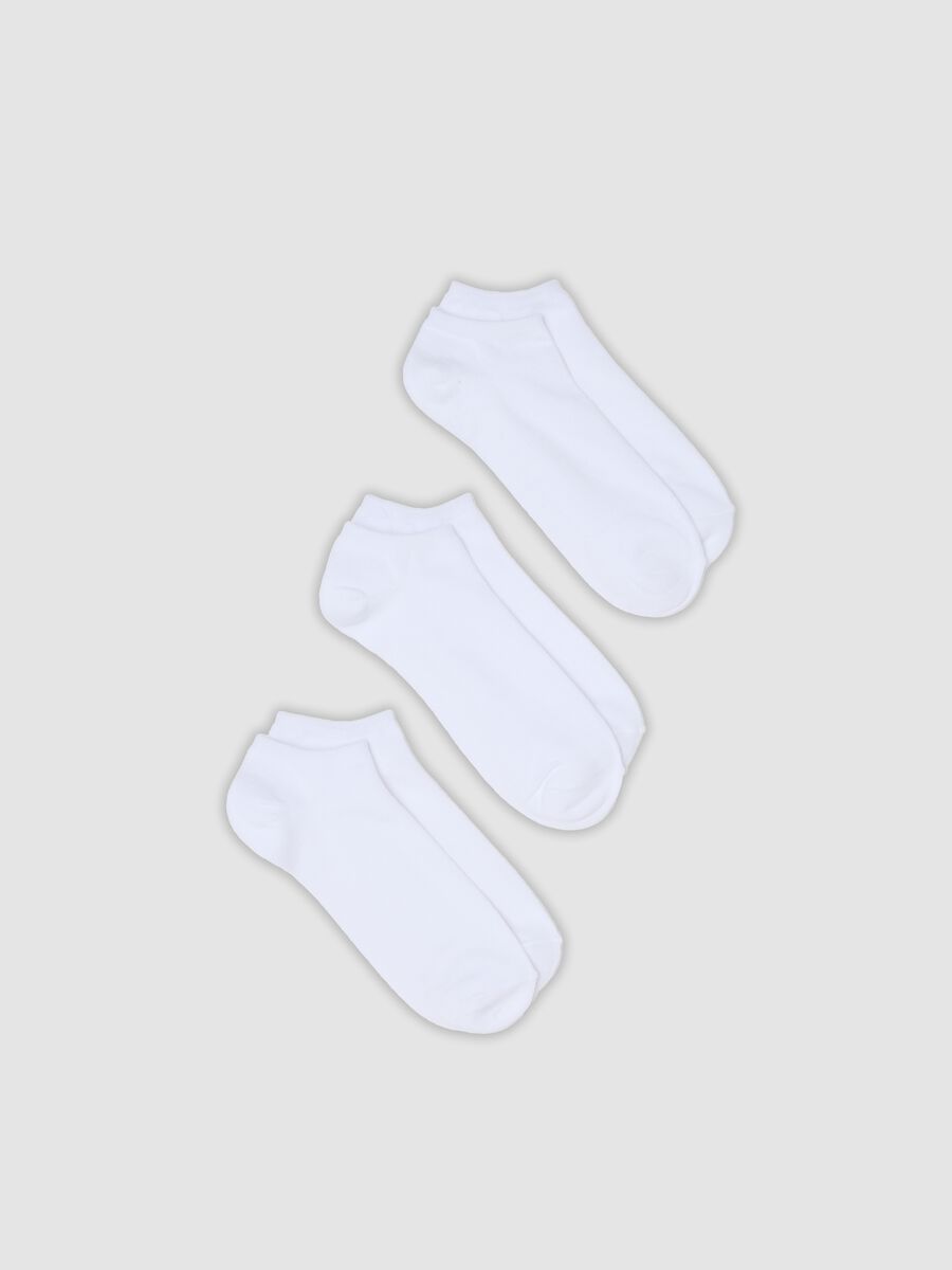 Three-pack of white ankle socks in stretch organic cotton_0