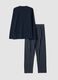 Pigiama blu navy in puro cotone organico con girocollo_6