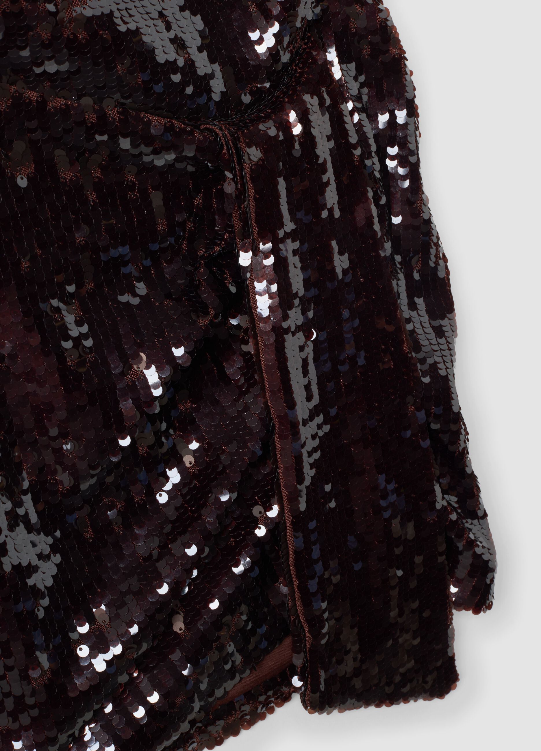 Brown sequin stretch-fabric dress