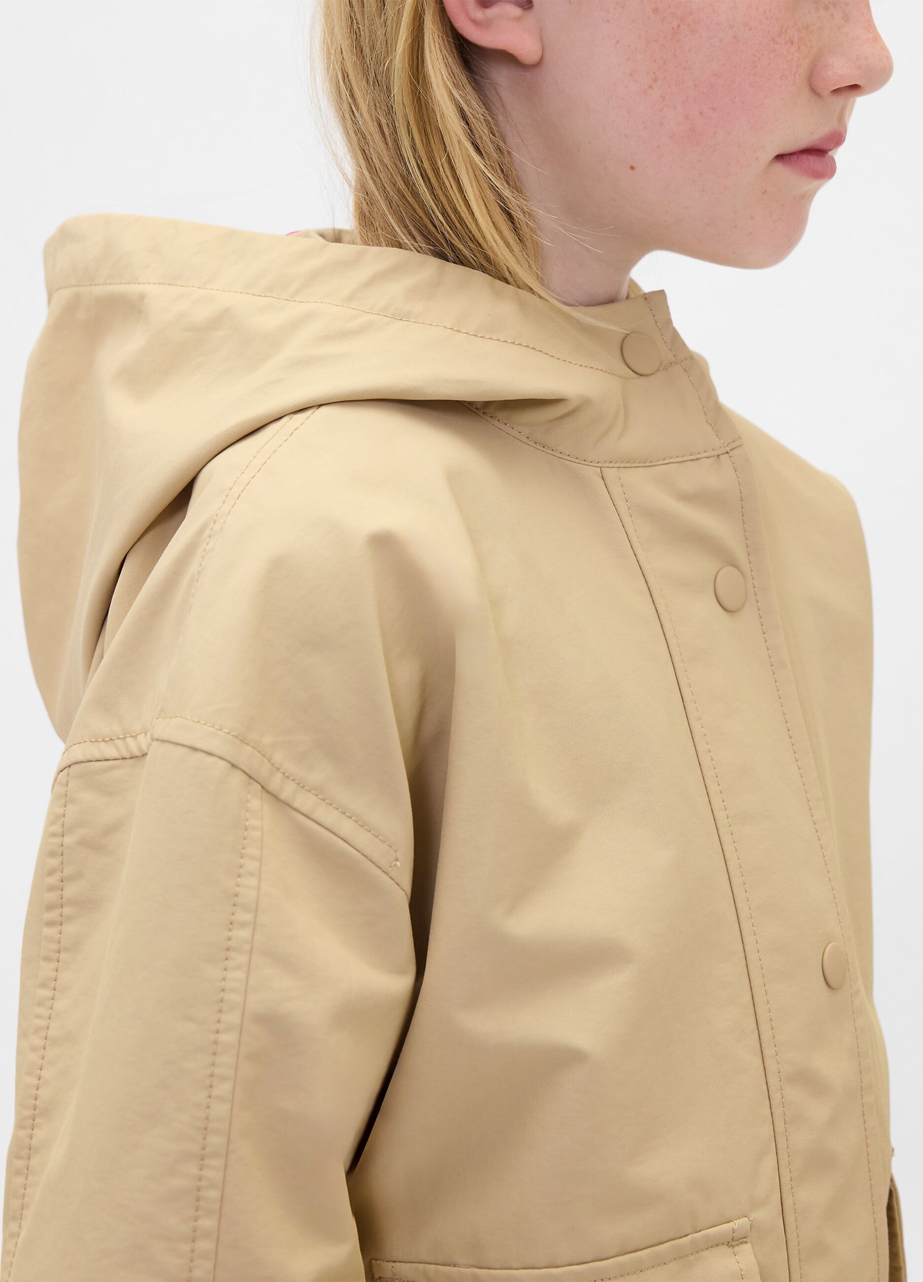 Beige hooded jacket for girls