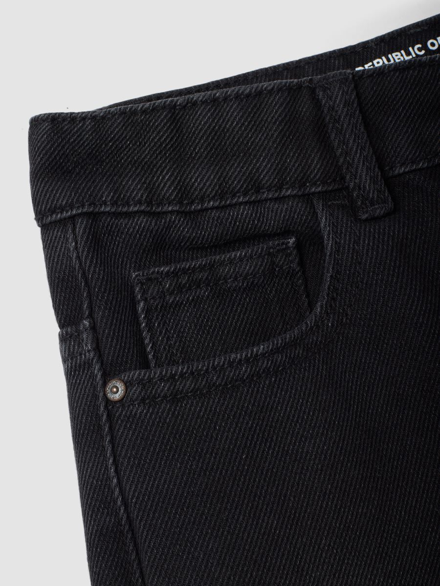 Jeans neri wide leg in misto cotone e viscosa per bambino_7