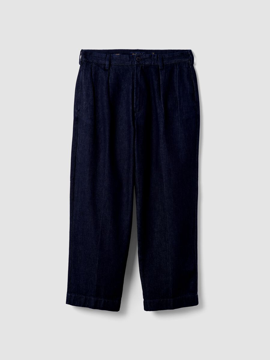 Jeans chino blu in puro cotone baggy fit_4
