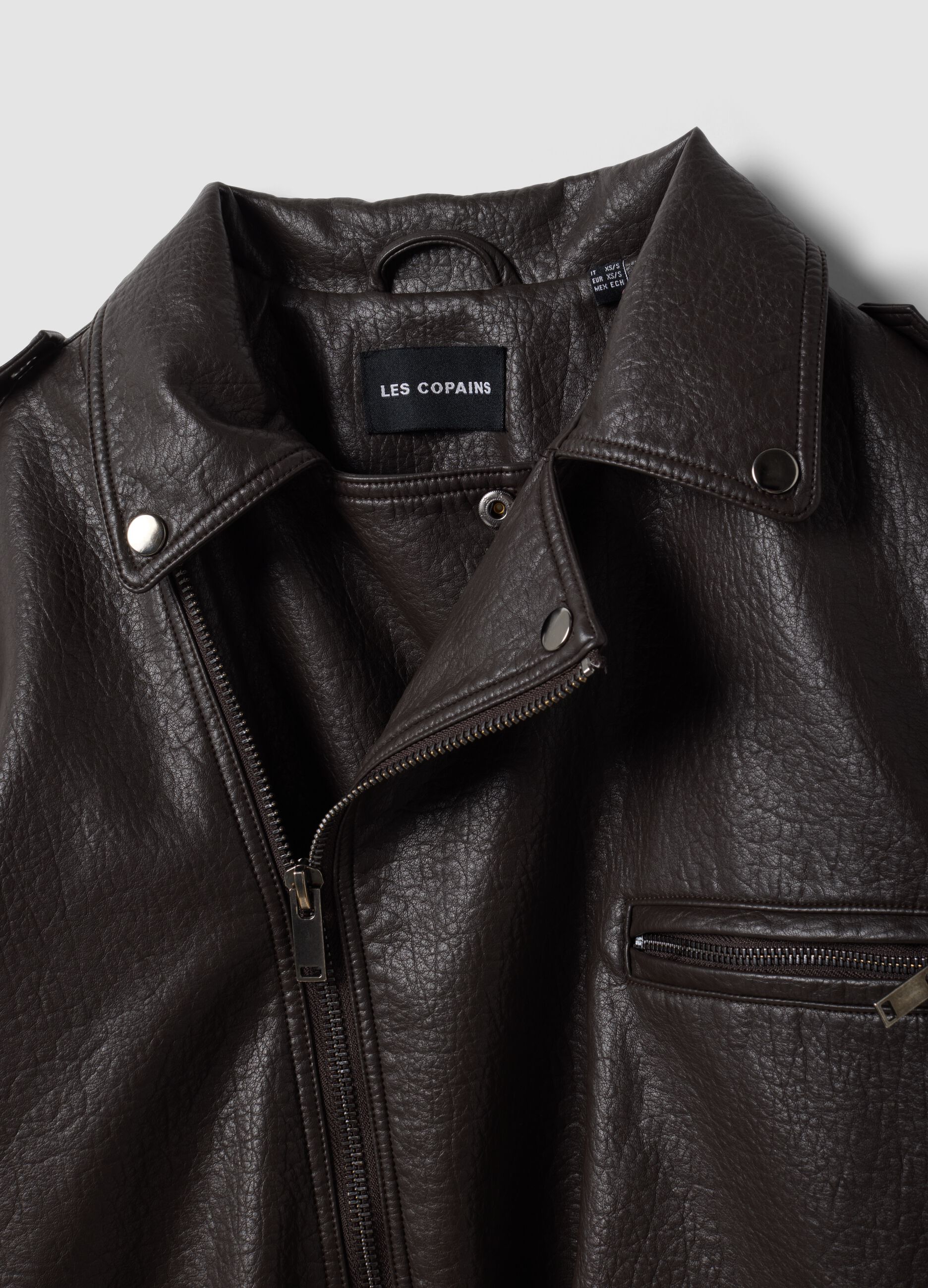 Giacca marrone biker in misto viscosa