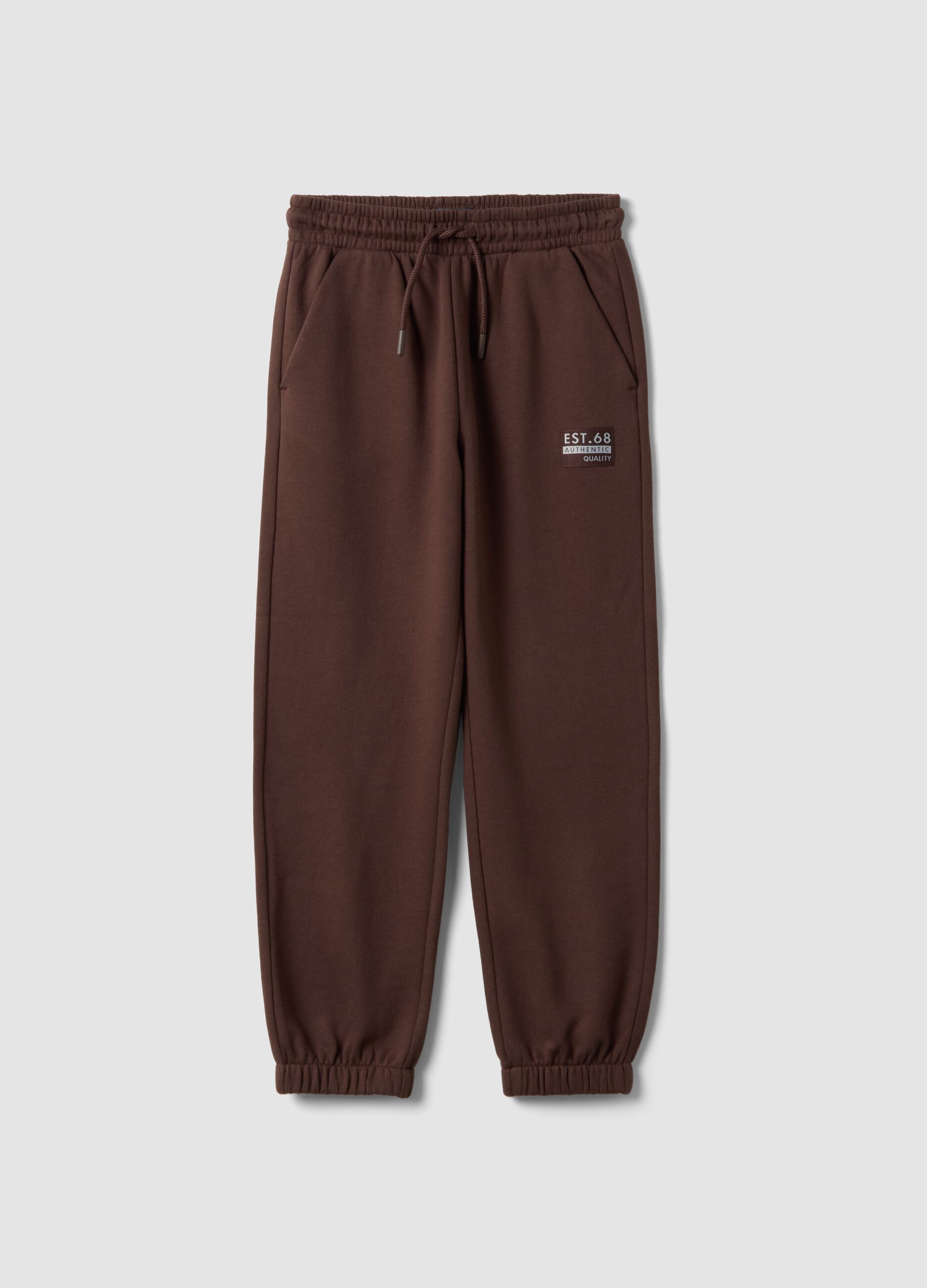 Pantaloni jogger marroni in puro cotone regular fit