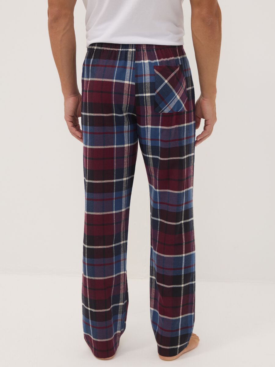 Red and blue checked organic cotton flannel pyjama trousers_2
