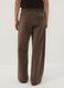 Pantaloni marroni wide leg in cotone elasticizzato_3