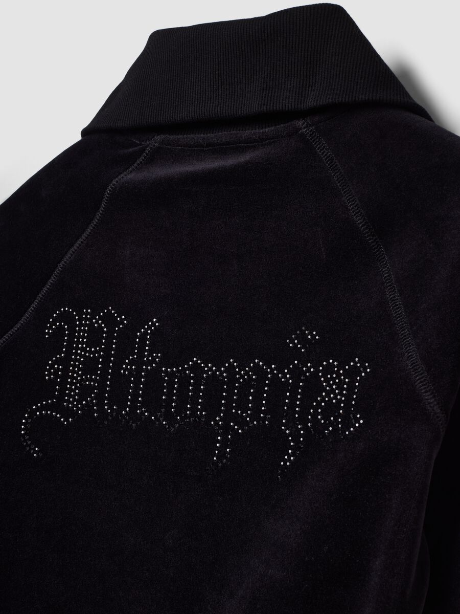 Black Velour Jacket with Rhinestone Logo_7