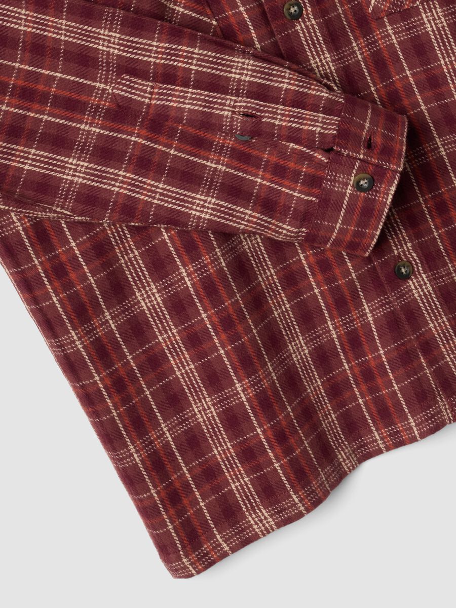 Camicia flanella rossa a quadri in puro cotone over fit_1
