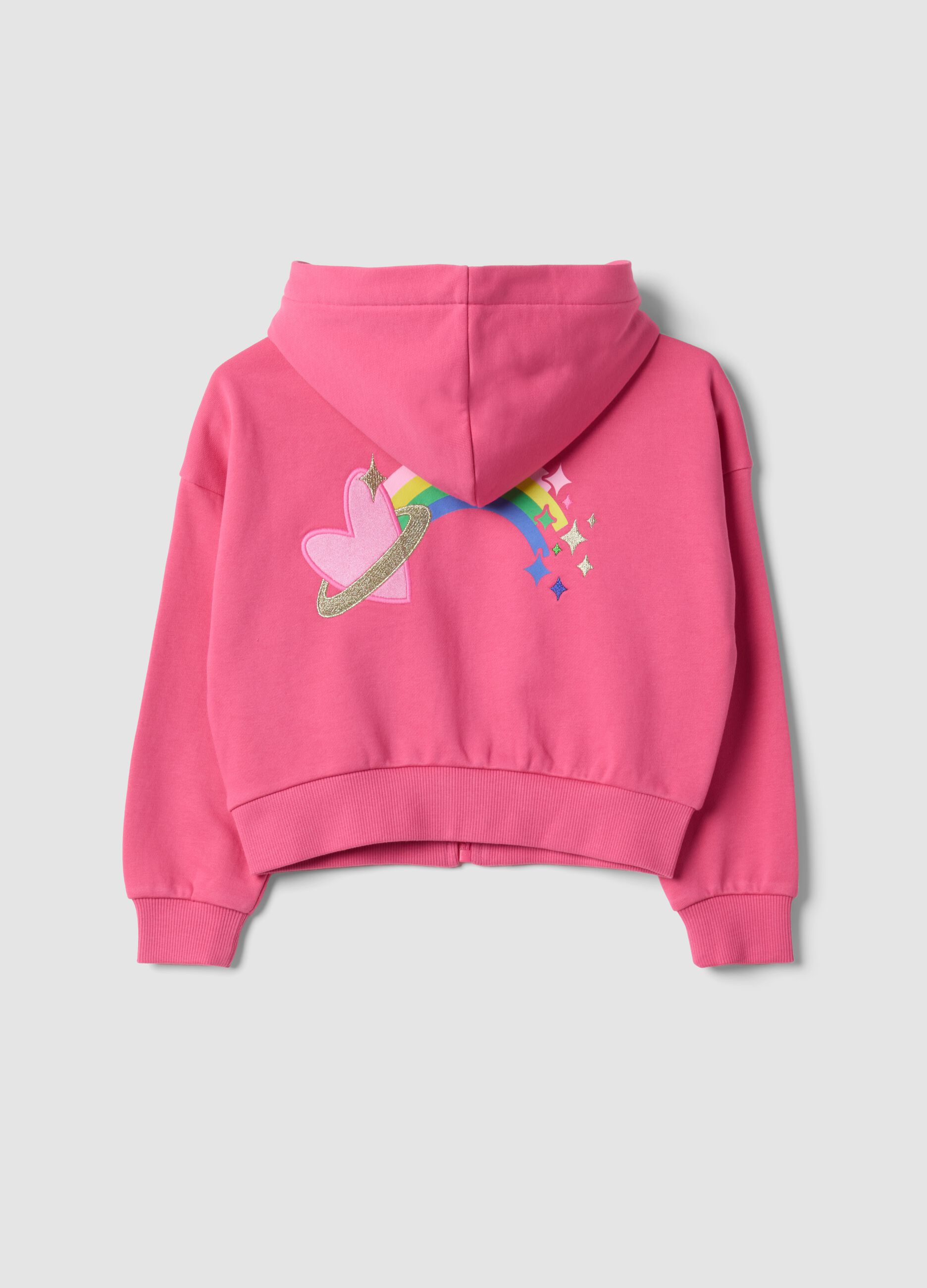 Felpa rosa in misto cotone con cappuccio e girocollo