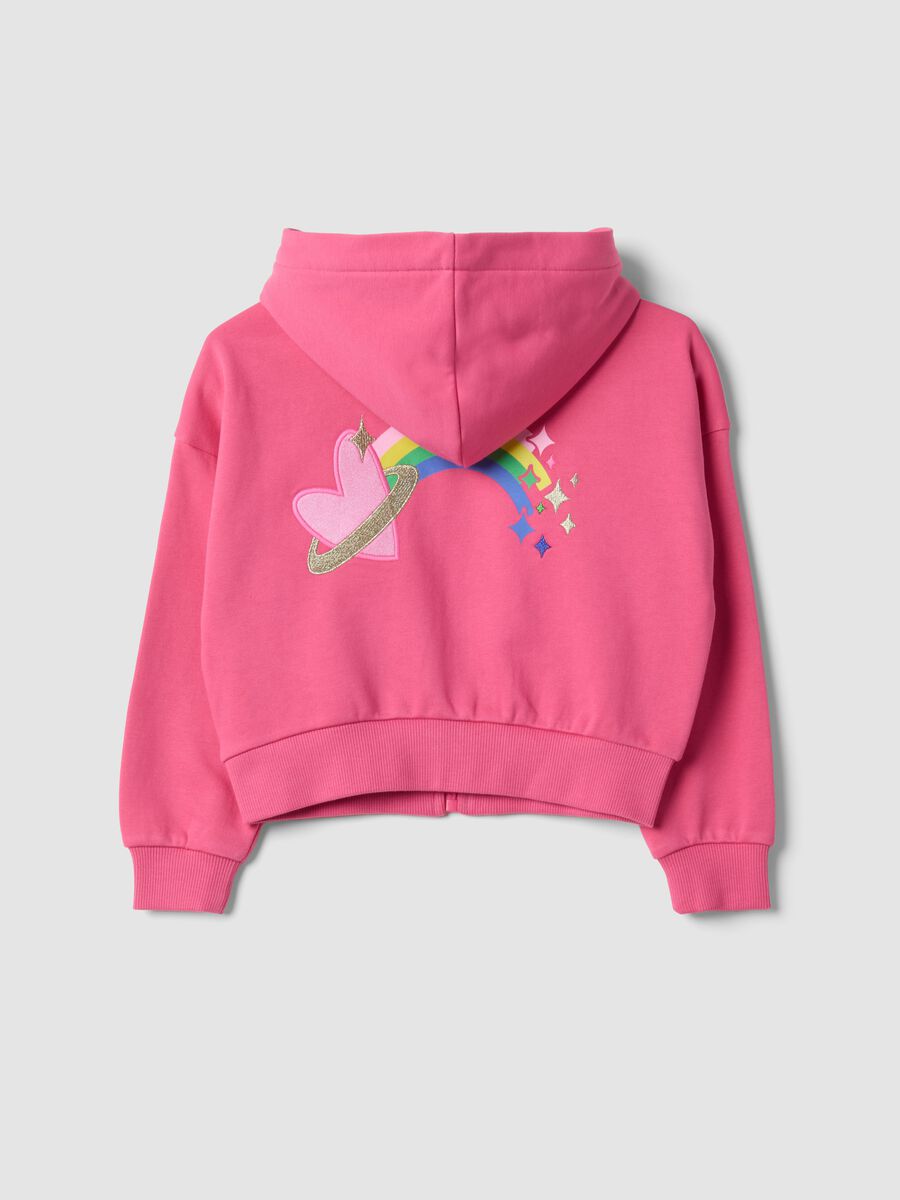 Pink cotton-blend hoodie with crew neck_1