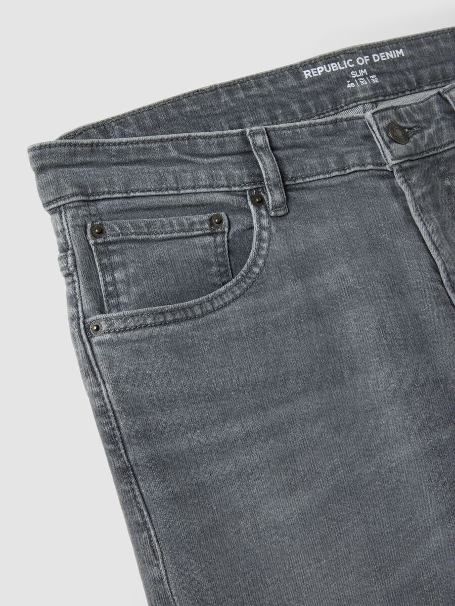 Men&rsquo;s grey denim slim-fit stretch cotton jeans_5