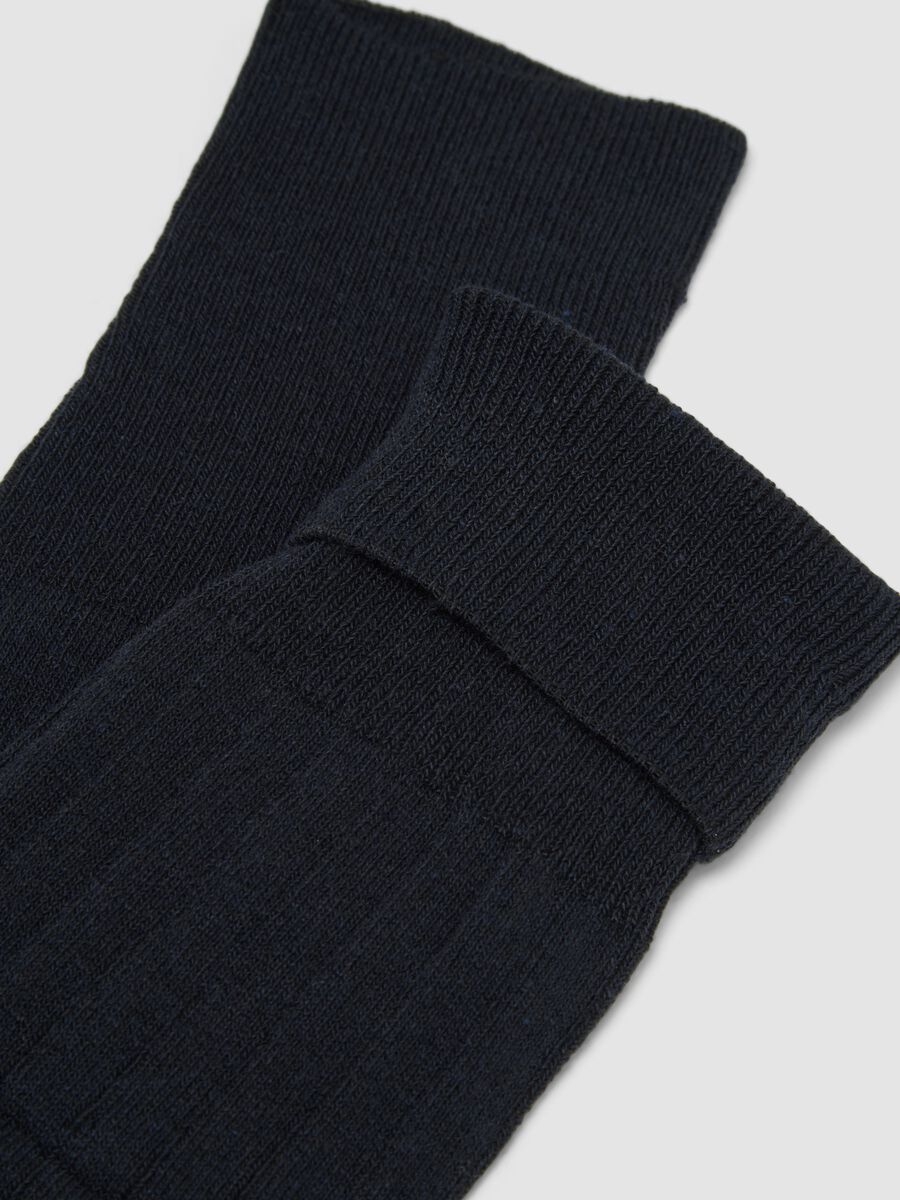 2-pack of blue long socks in stretch cotton_1