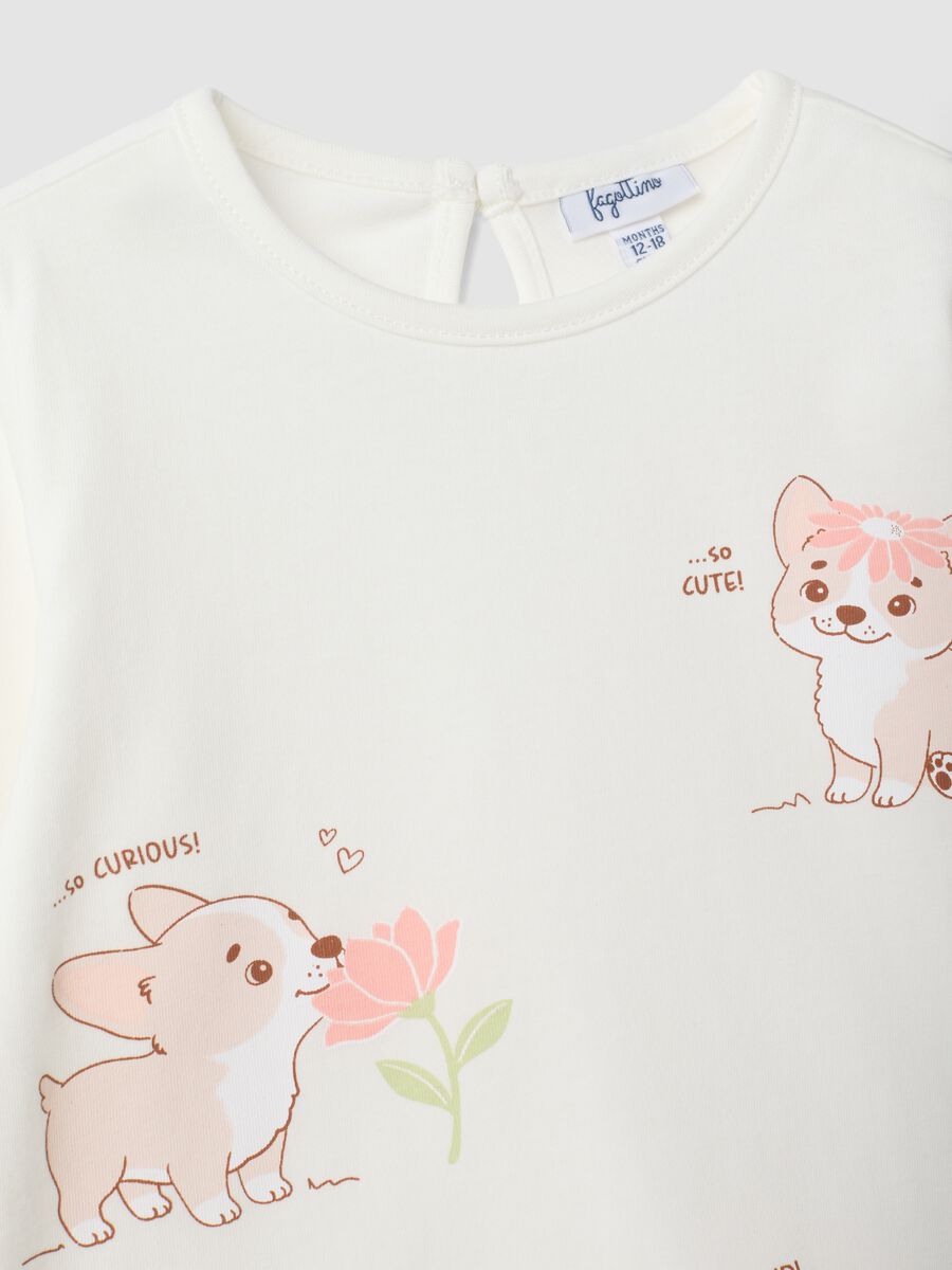 White pure organic cotton T-shirt with print_2