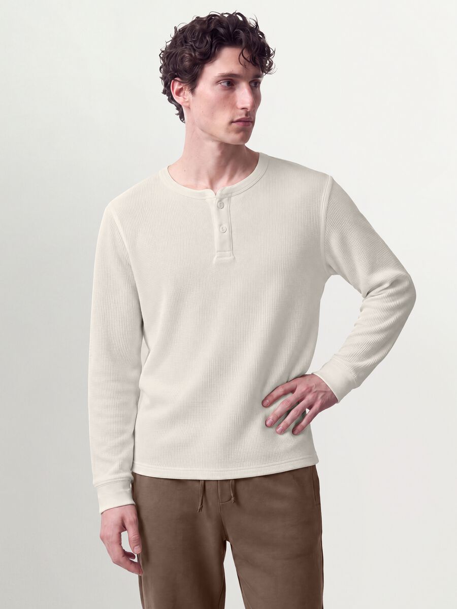 White regular-fit honeycomb viscose-blend T-shirt_0