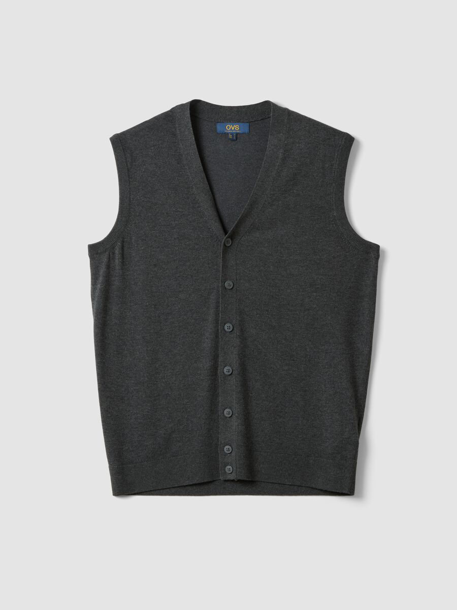 Grey viscose-blend waistcoat with deep V-neck regular fit_4