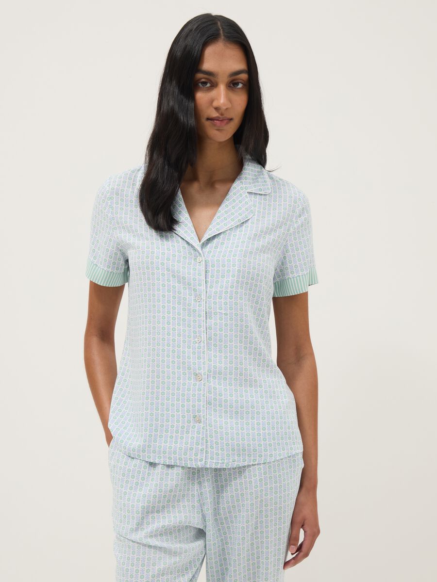 Multicolour pure viscose pyjama shirt, regular fit with design_1