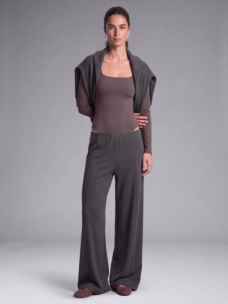 Grey wide-leg stretch modal trousers ALTAVIA STUDIO_1