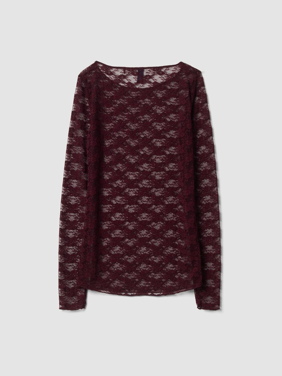 Maglia viola in tessuto elasticizzato con pizzo regular fit_2