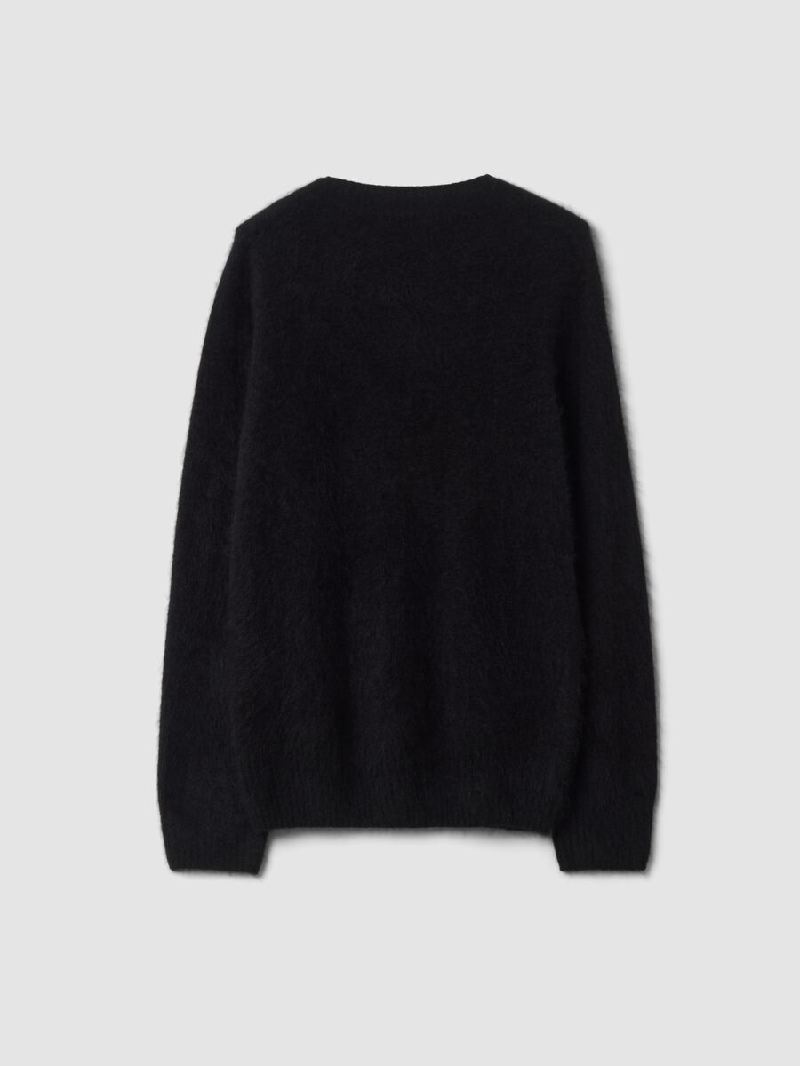 Black crew-neck wool and cashmere blend jumper, oversized fit_6