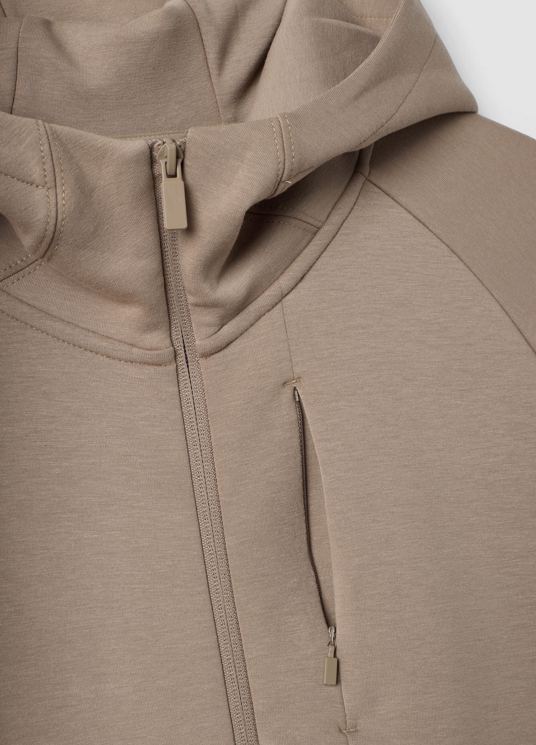 Breathable beige full-zip in 2-way stretch fabric
