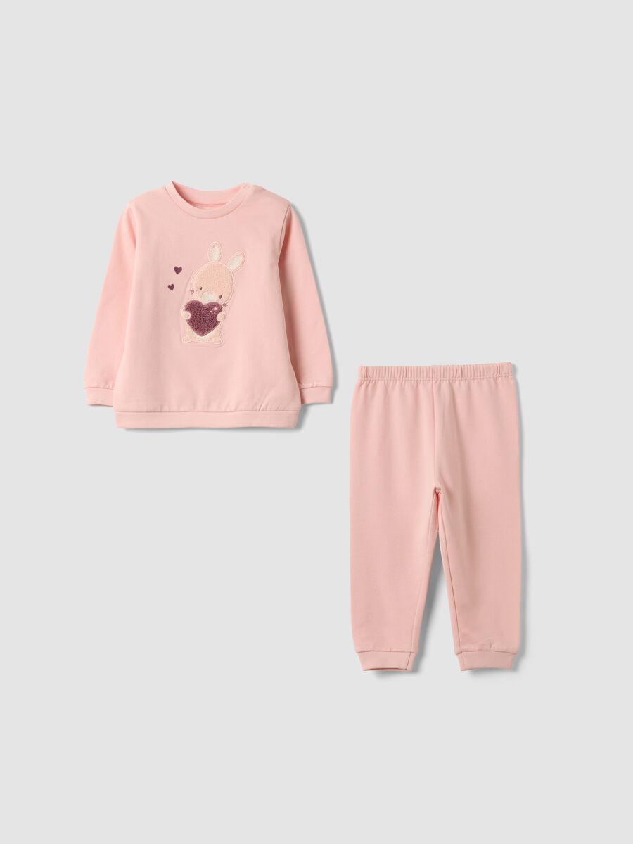 Pink organic cotton crew-neck pyjamas_0