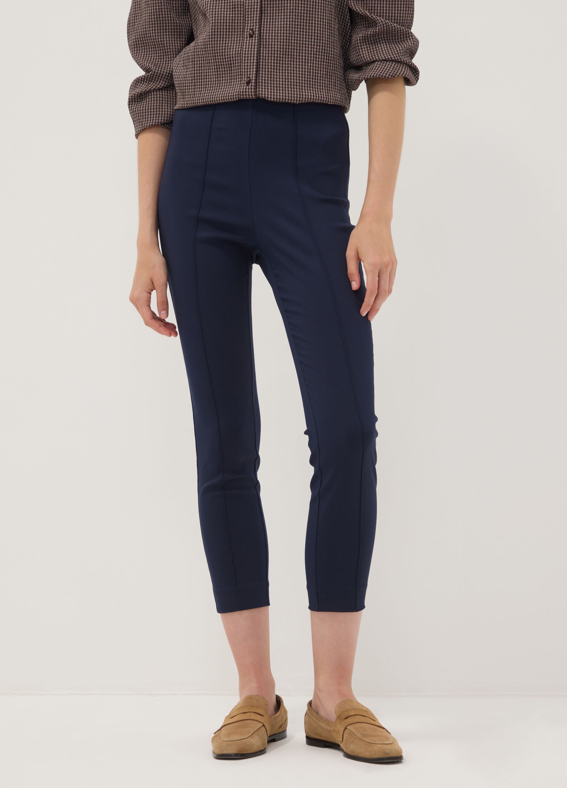 Blue slim-fit stretch viscose leggings