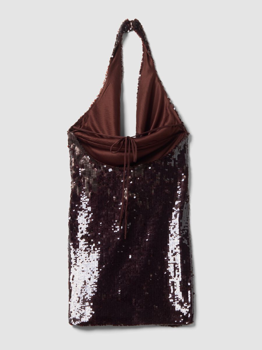 Brown sequin stretch-fabric dress_2