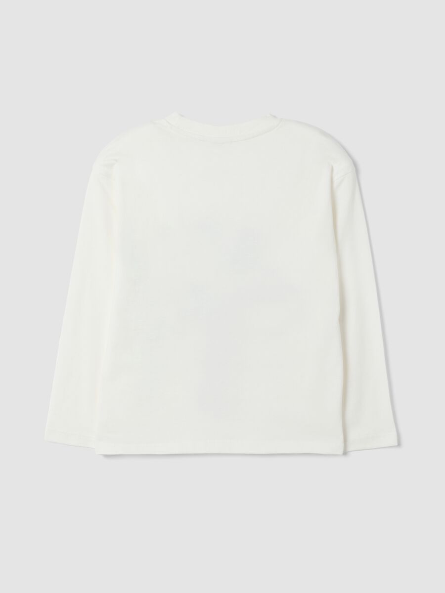 White crew-neck pure cotton printed T-shirt_1