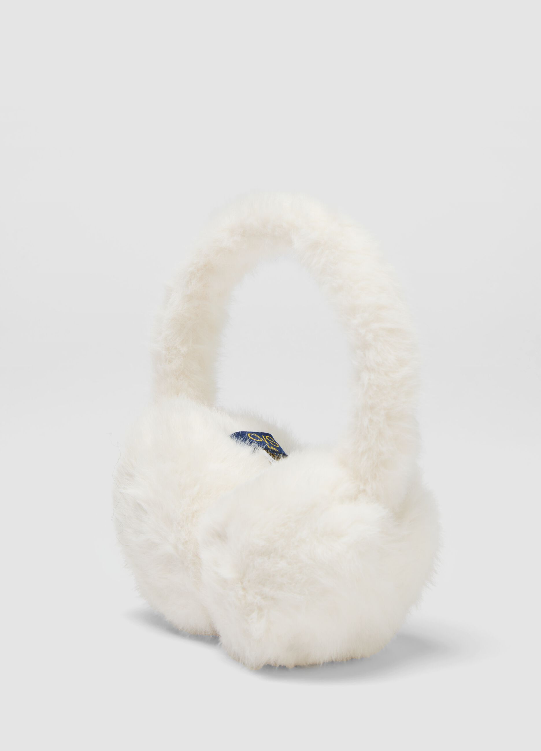Cream white teddy-effect earmuffs