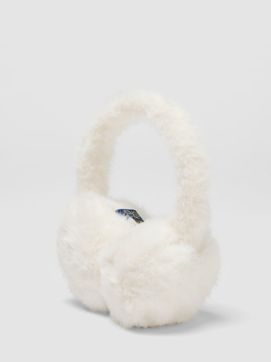 Cream white teddy-effect earmuffs_1