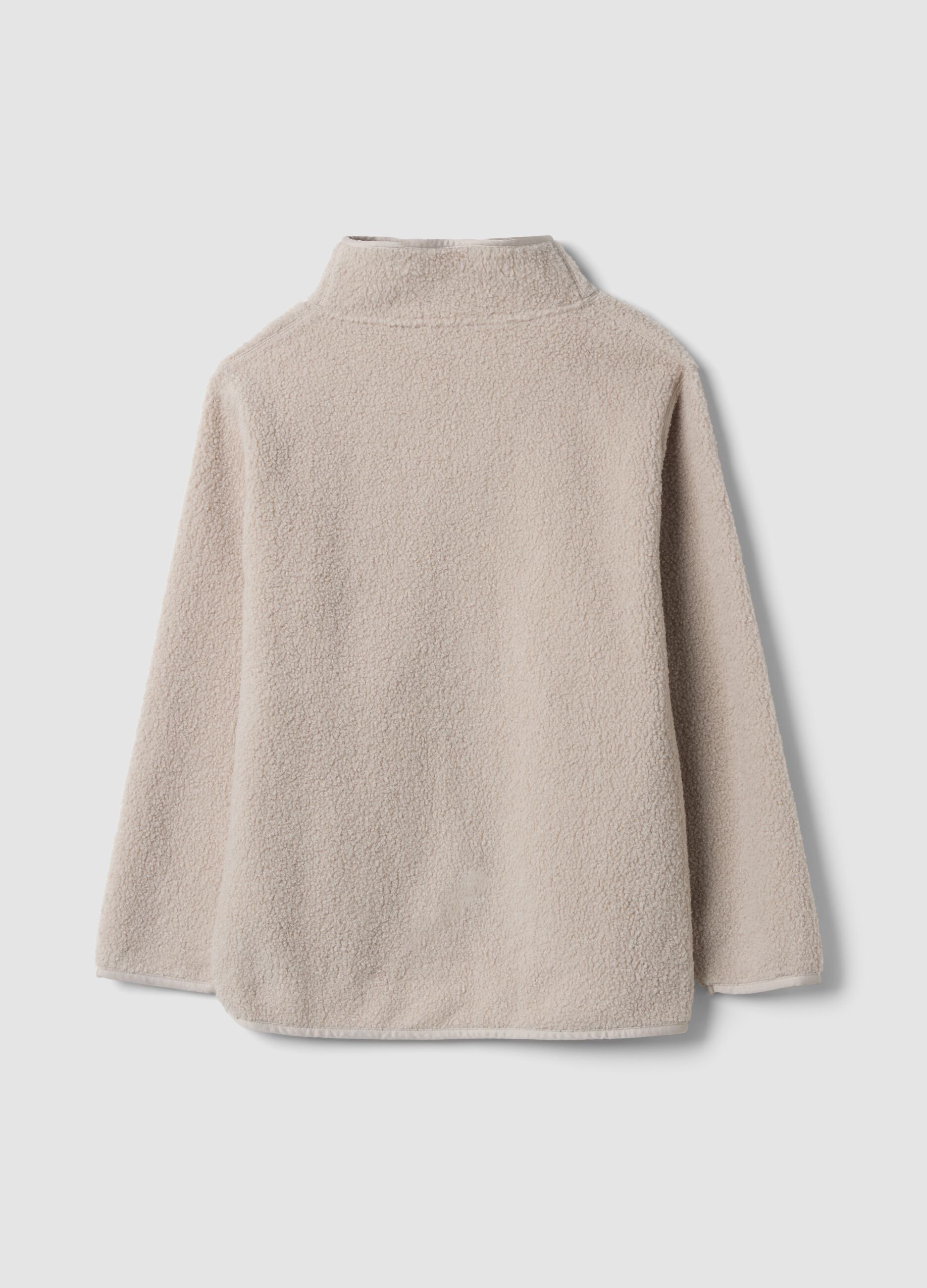 Beige crew-neck sweatshirt with zip