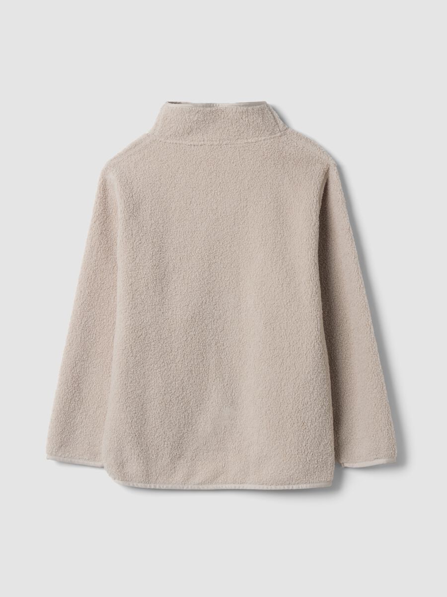 Beige crew-neck sweatshirt with zip_2