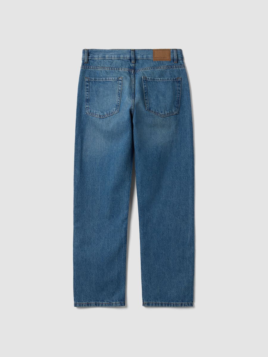 Light blue pure cotton straight-fit denim jeans_6