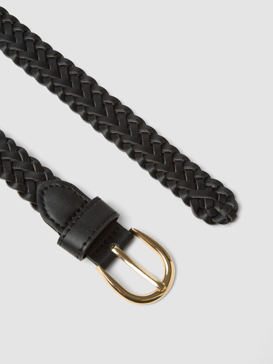 Black woven belt with gold buckle_1