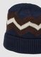 Blue and Brown Knitted Beanie with Pattern_2