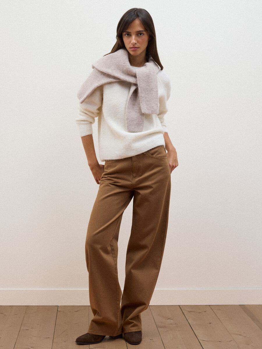 White Alpaca and Stretch Wool Crew-Neck Jumper_1