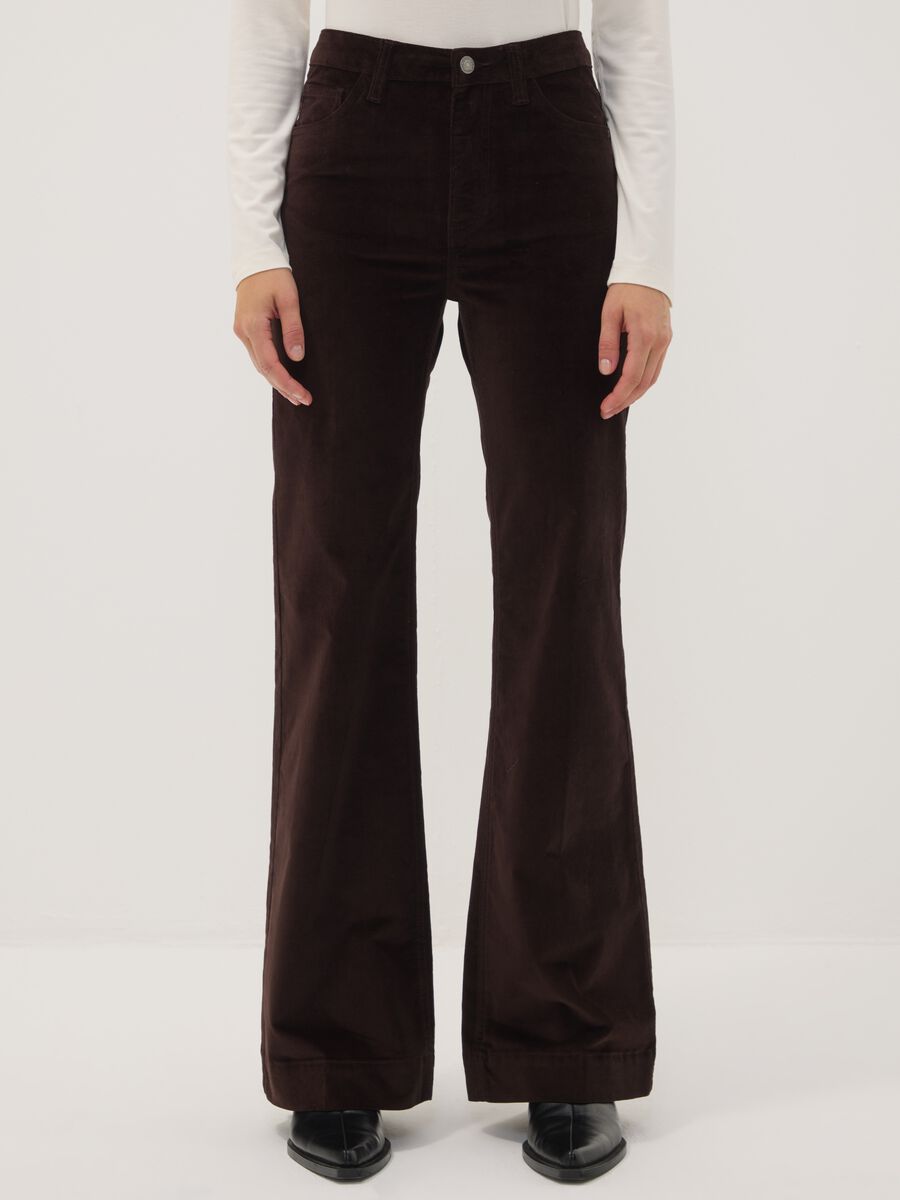 Brown bootcut stretch cotton jeans_1