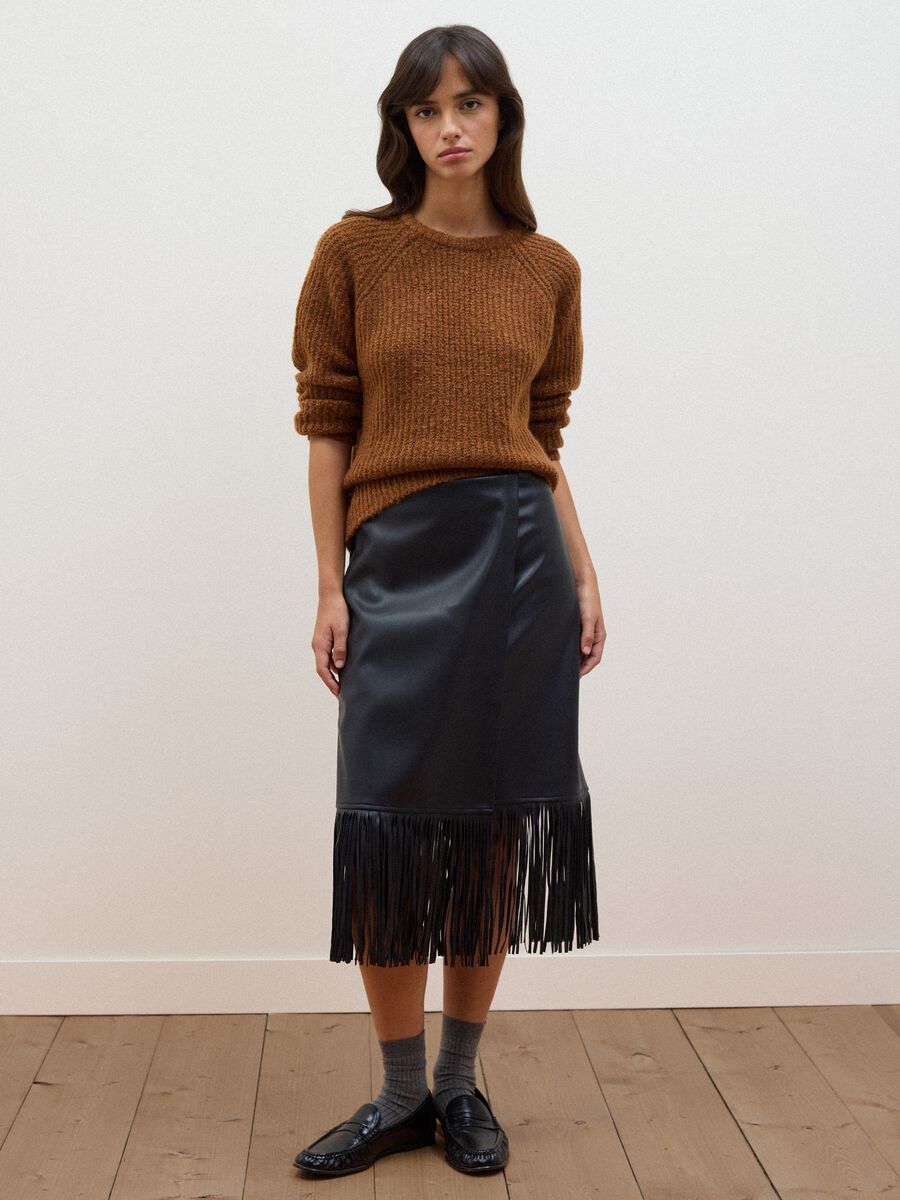 Brown regular-fit ribbed stretch-wool jumper_2