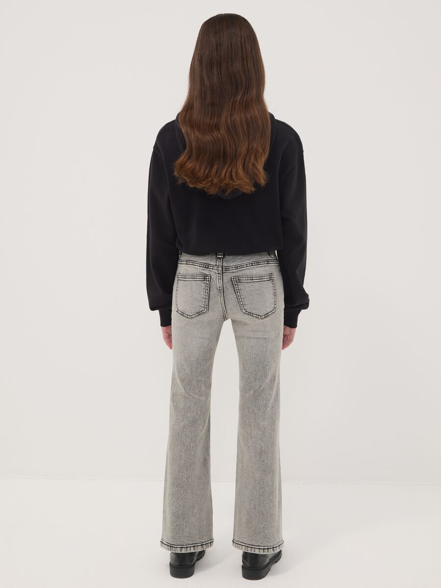 Girls&rsquo; grey flared jeans in stretch cotton_1