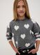 Maglia grigia melange in tessuto elasticizzato girocollo con cuori_1