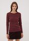 T-shirt marrone a righe in puro cotone con girocollo_2