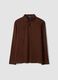 Brown long-sleeved pure cotton polo_0