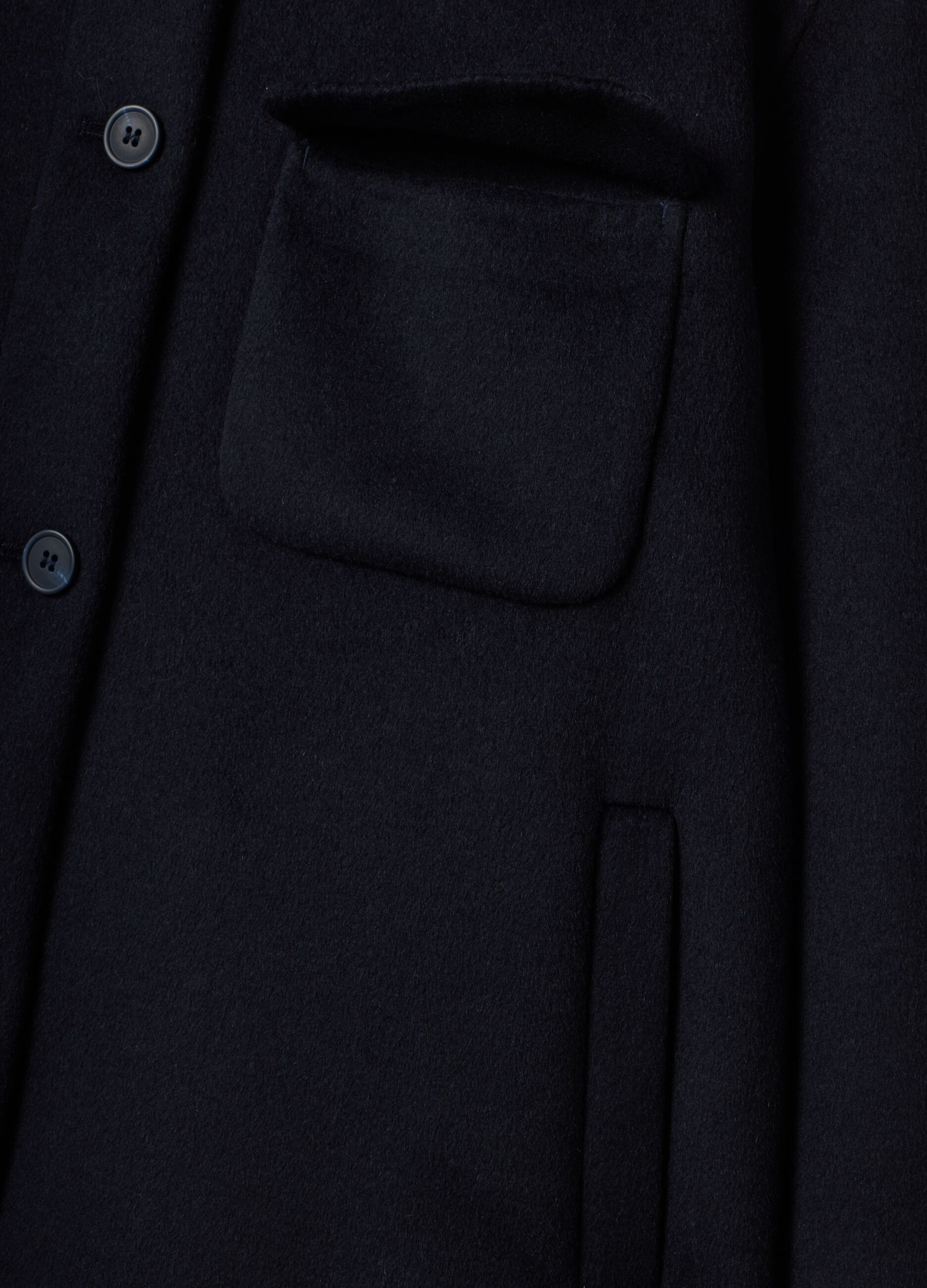 Blue wool-viscose blend over-fit coat with buttons