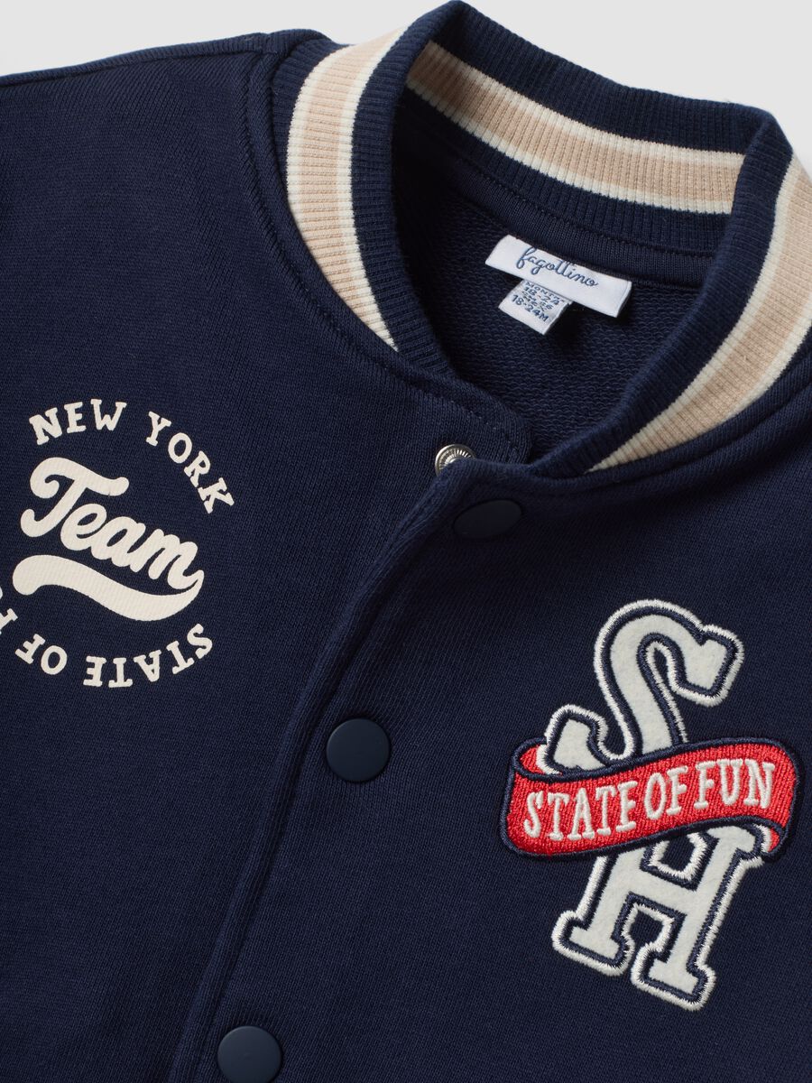 Navy blue collegiate sweatshirt in pure cotton, regular fit_2