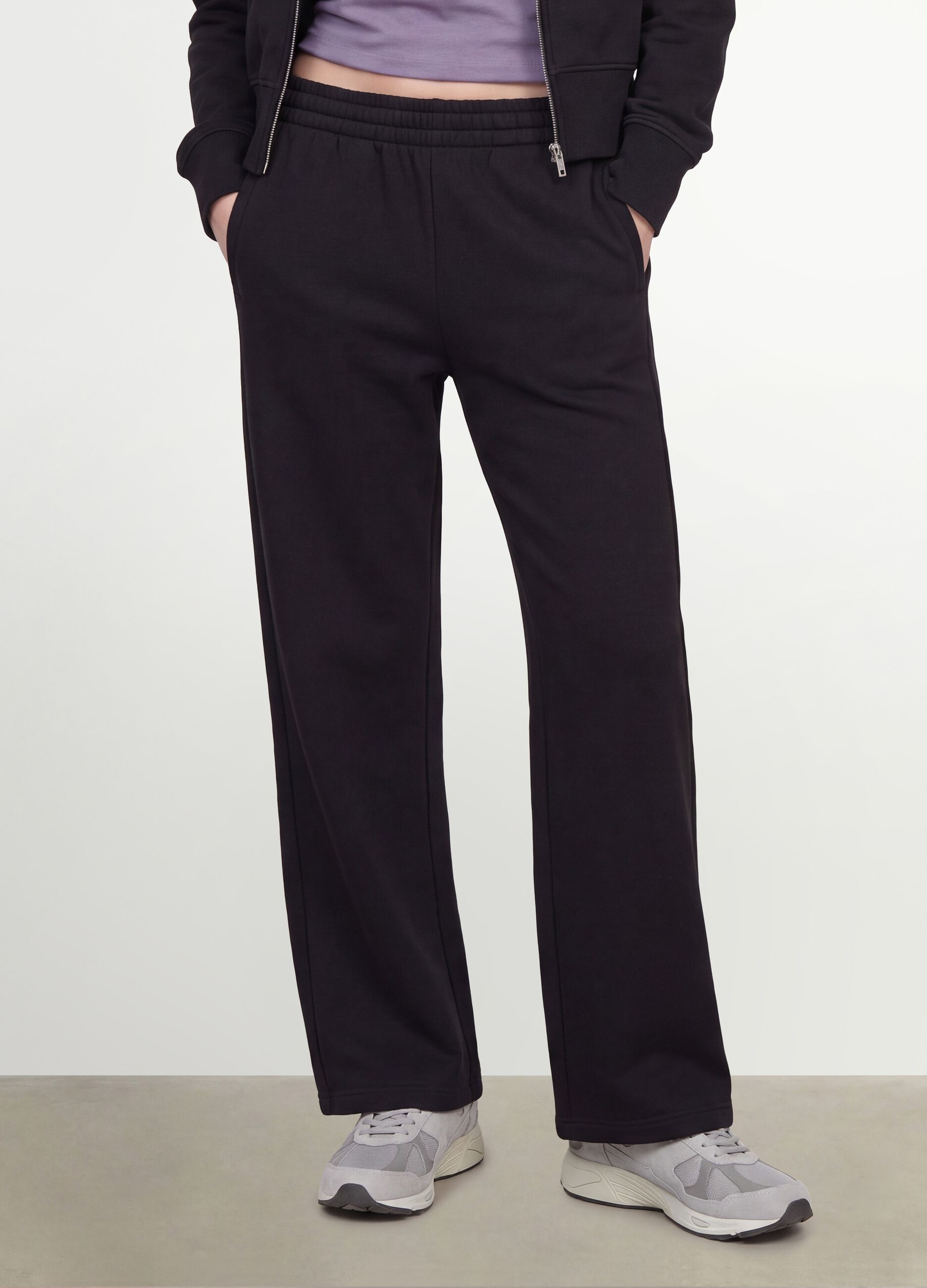 Black cotton-blend straight-fit joggers