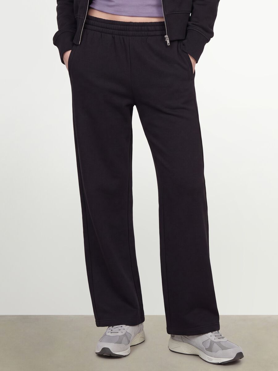Black cotton-blend straight-leg joggers_1