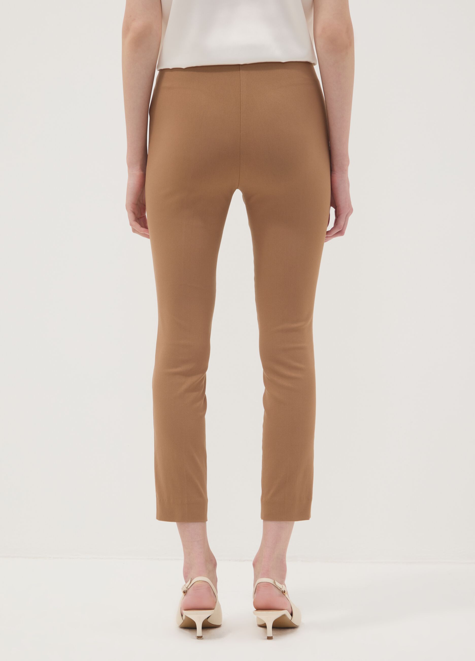 Brown stretch viscose slim-fit leggings