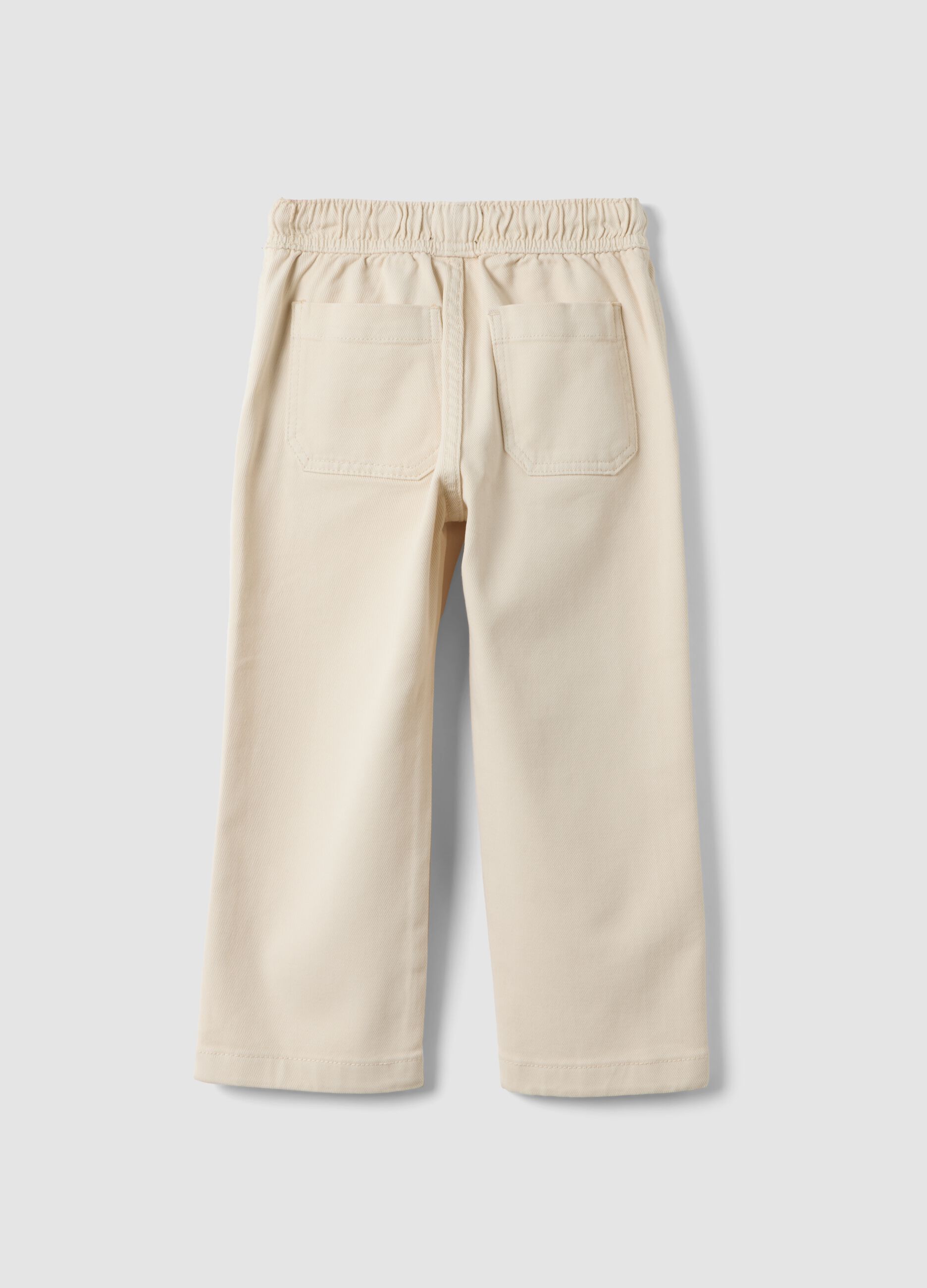Pantaloni bianchi in twill di cotone elasticizzato regular fit