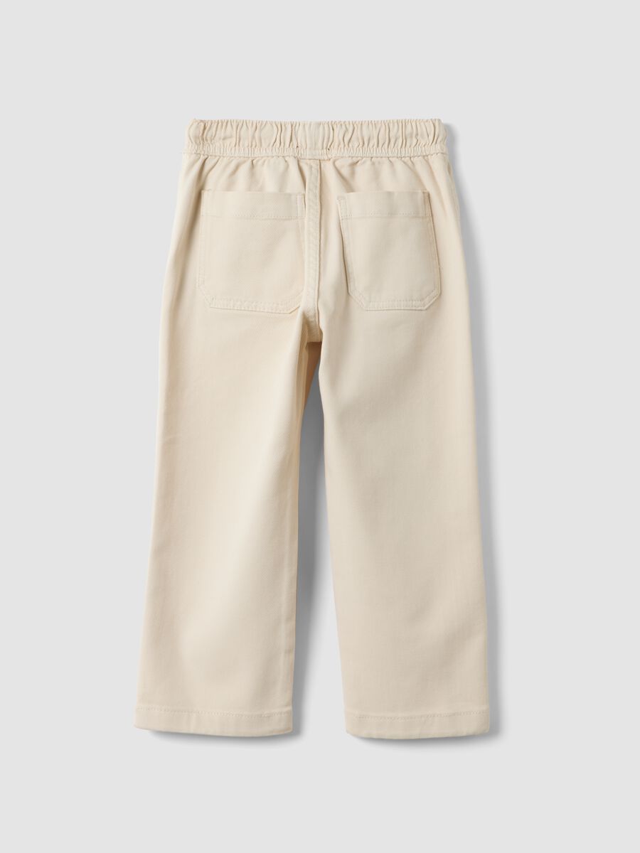 White regular-fit stretch cotton twill trousers_1