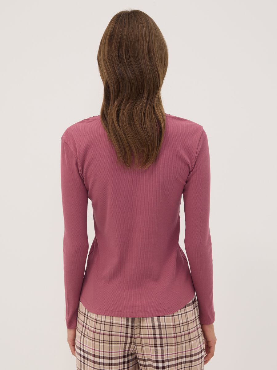 Purple organic cotton pyjama top with Henley neckline_3
